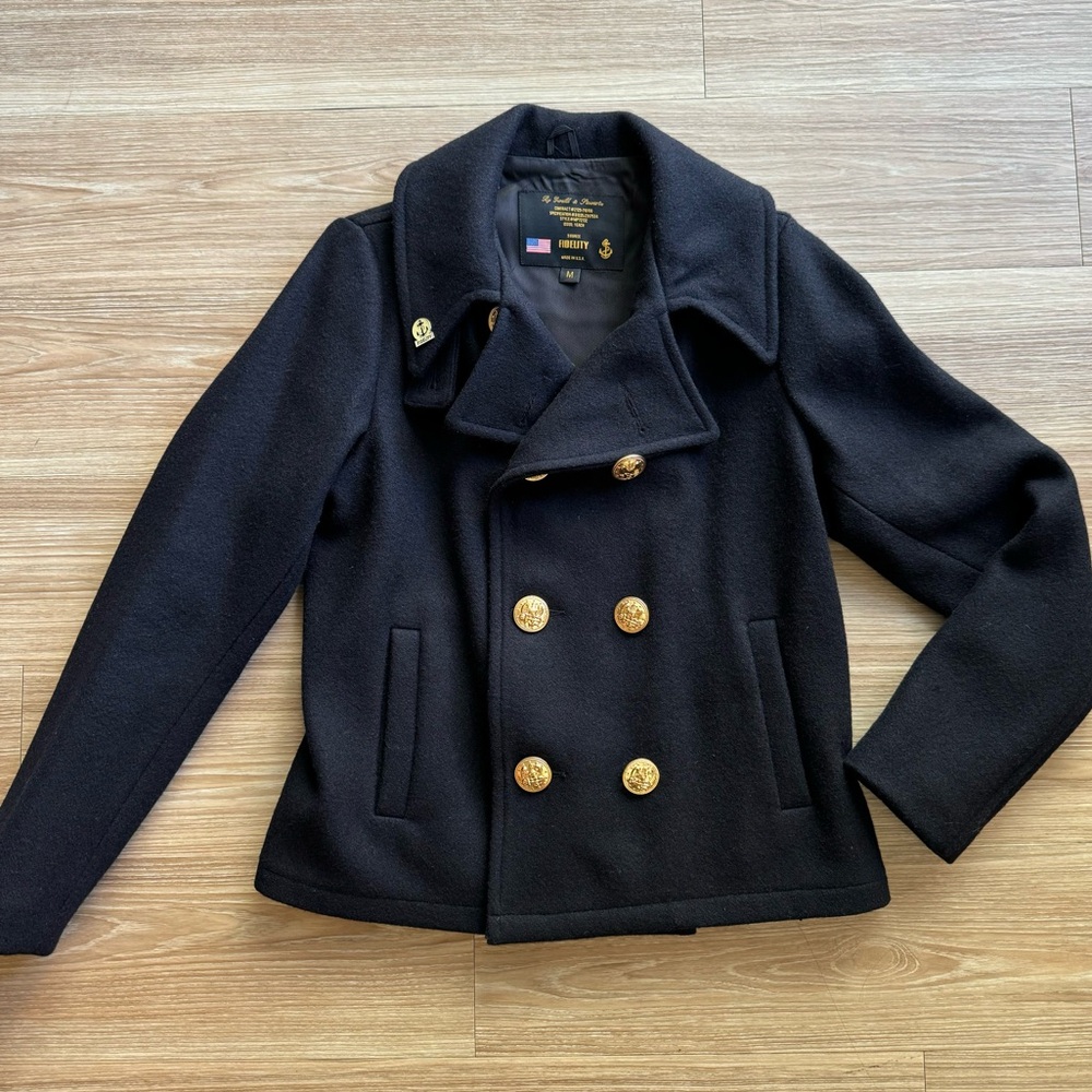 Timeless pea coat, FIDELITY by Gerald and Stewart, made in USA, navy size M